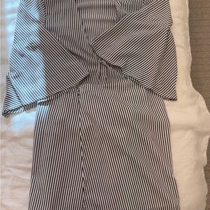 Striped V-Neck Wrap Dress